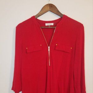 Calvin Klein Red Shirt With Gold Accents